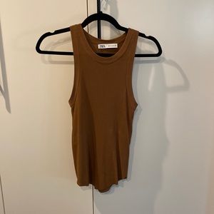 Zara ribbed tank top size small copper brown
